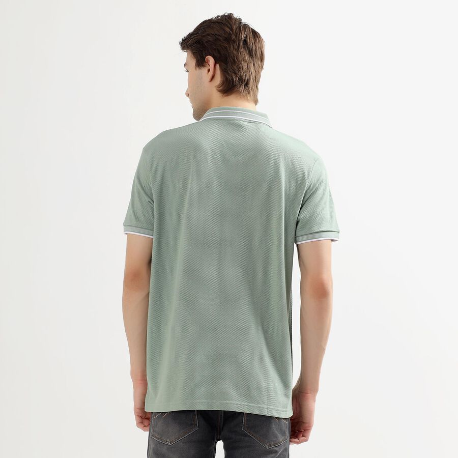 Men's Light Sage Green Polo Collar Preppy T-Shirt, Light Green, large image number null