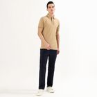 Men's Muted Beige Polo Neck Classic T-Shirt, Beige, small