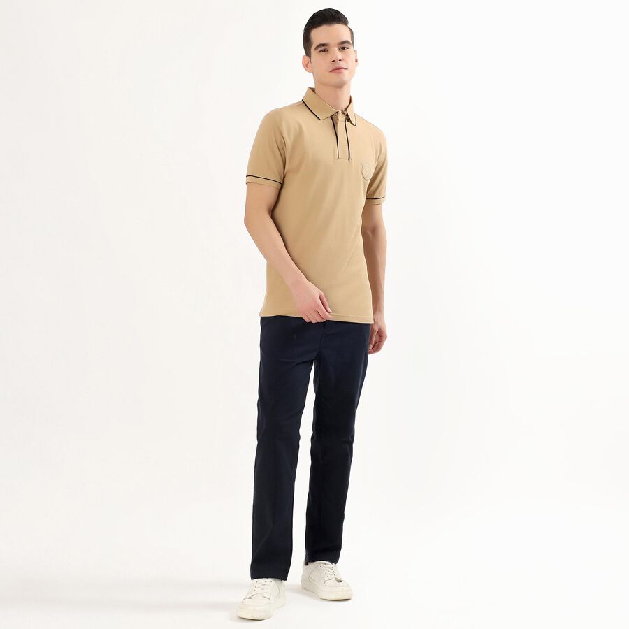 Men's Muted Beige Polo Neck Classic T-Shirt, Beige, large