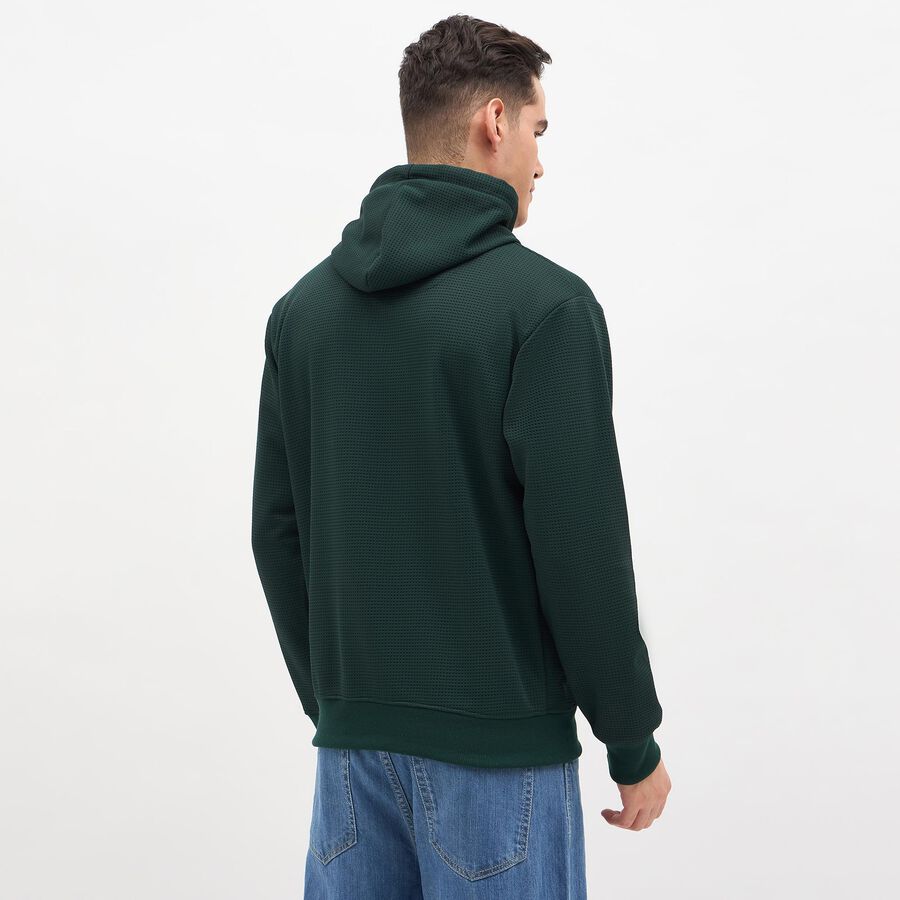 Men's Dark Forest Green Hooded Casual Sweatshirt, गहरा हरा, large image number null