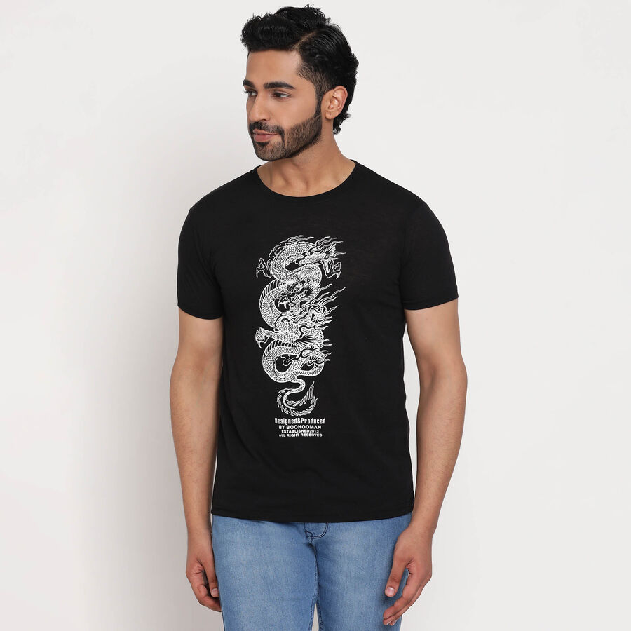 Round Neck T-Shirt, Black, large image number null