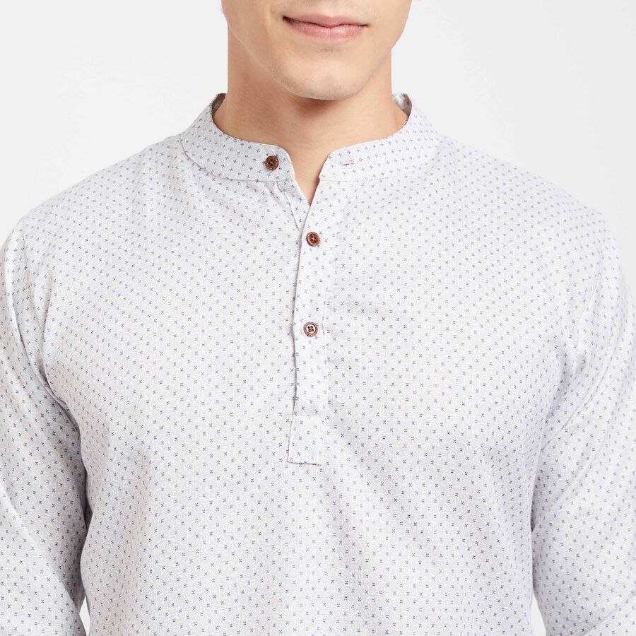 Mandarin Collar Kurta, White, large image number null