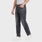 Men's Dark Blue Straight Fit Faded Jeans, Dark Blue, small