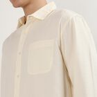 Men's Off-White Classic Collar Casual Shirt, ऑफ व्हाइट, small