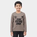 Boys Grey Round Neck Regular Boys T-Shirt, Light Grey, small