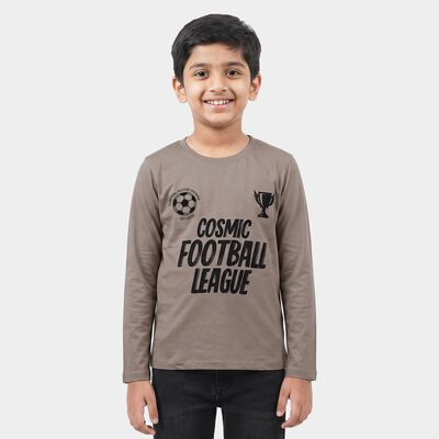 Boys Grey Round Neck Regular Boys T-Shirt
