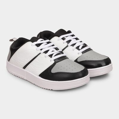 Men's Muted Charcoal Black and Light Grey Lace-Up Casual Shoes