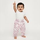 Infants' Lilac and White Elastic Waist Checkered Trousers, लाइलेक, small image number null