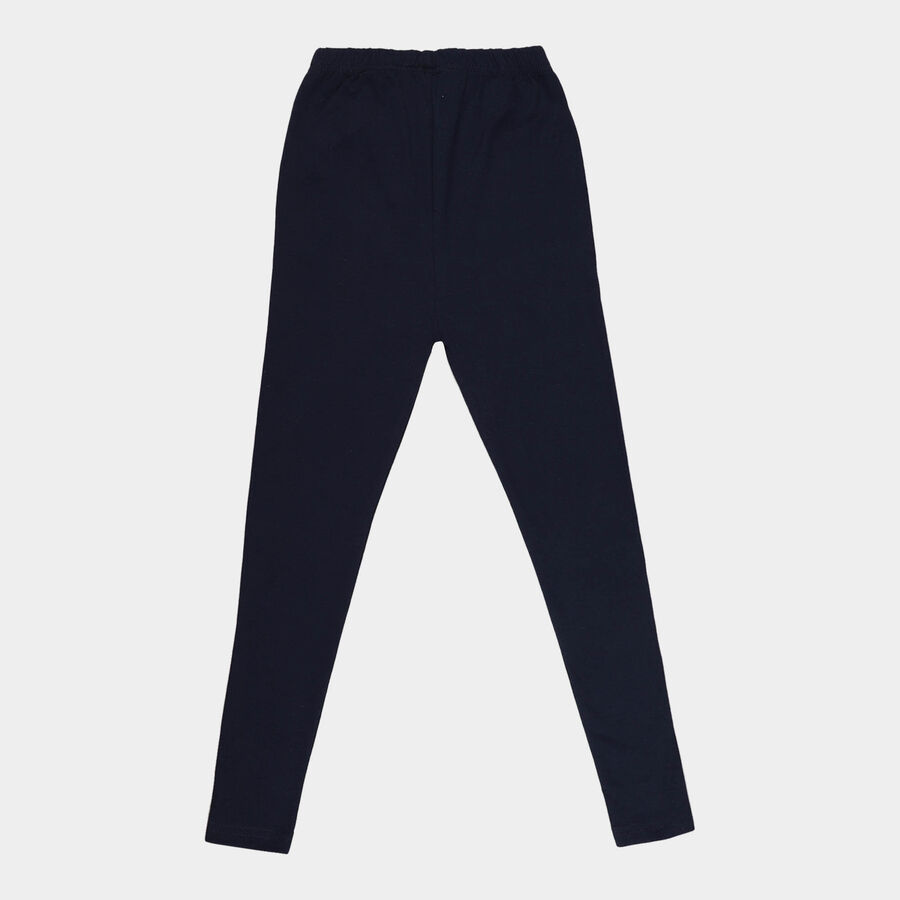 Girls Solid Leggings, Navy Blue, large image number null