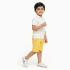 Infants' Yellow Cotton Polo Neck Printed Baba Suit, Yellow, small image number null