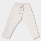 Boys Off-White Relaxed Fit Cargo Pants, सफ़ेद, small image number null