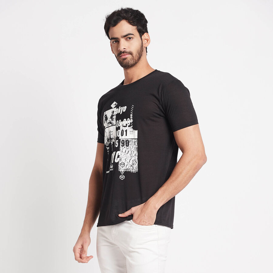 राउंड नेक टी-शर्ट, काला, large image number null