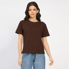 Ladies' 100% Cotton Round Neck T-Shirt, Brown, small