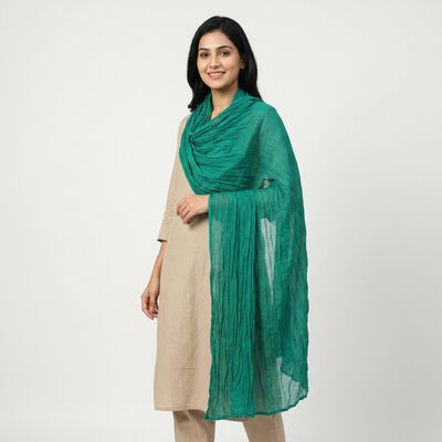 Women's Green Solid Dupatta