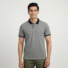 Men's Navy Blue Cotton Collared Casual T-Shirt, Navy Blue, small