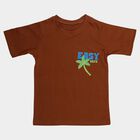 Boys Brown Round Neck Casual Half Sleeve T-Shirt, Brown, small