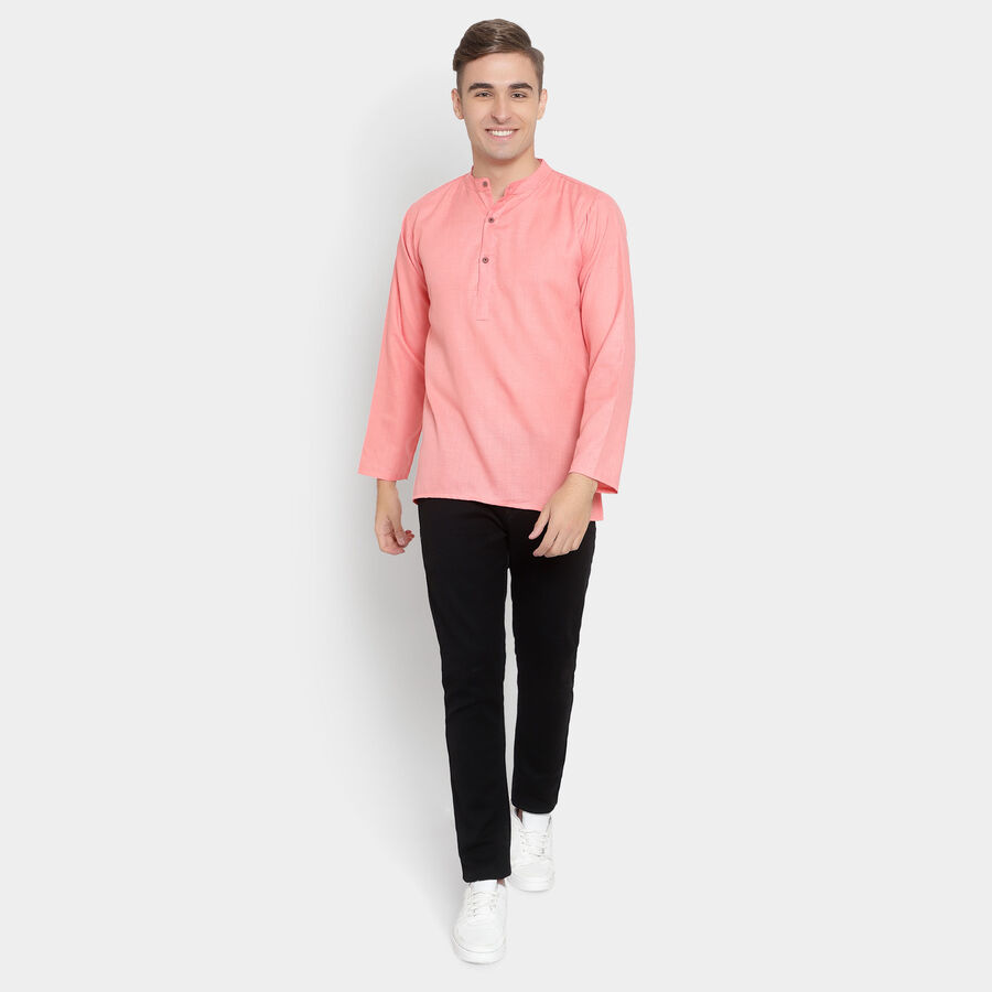 Printed Mandarin Collar Kurta, Peach, large image number null