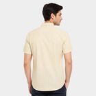 Men's Beige Cotton Half Sleeve Spread Collar Regular Fit Casual Shirt, Beige, small