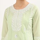 Girls Light Sage Green Cotton Embroidered Ethnic Set, Light Green, small image number null
