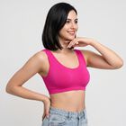 Women's Pink Scoop Neck Sports Bra, Pink, small