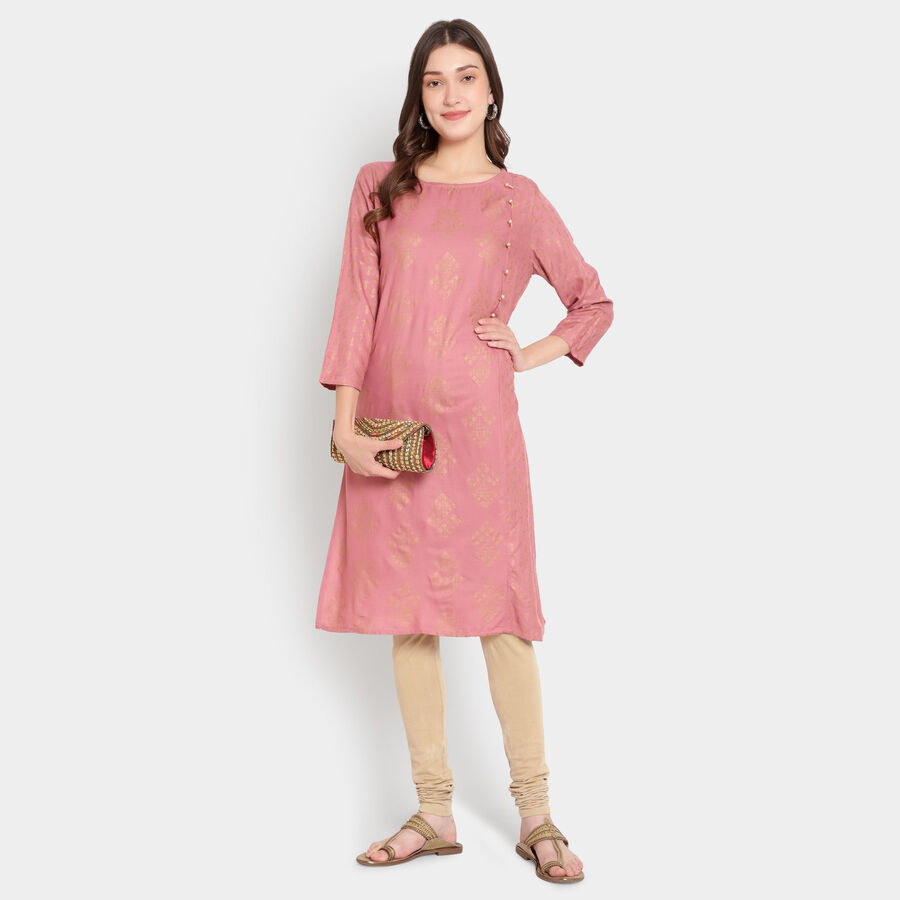 Printed 3/4Th Sleeves Kurta, Purple, large image number null