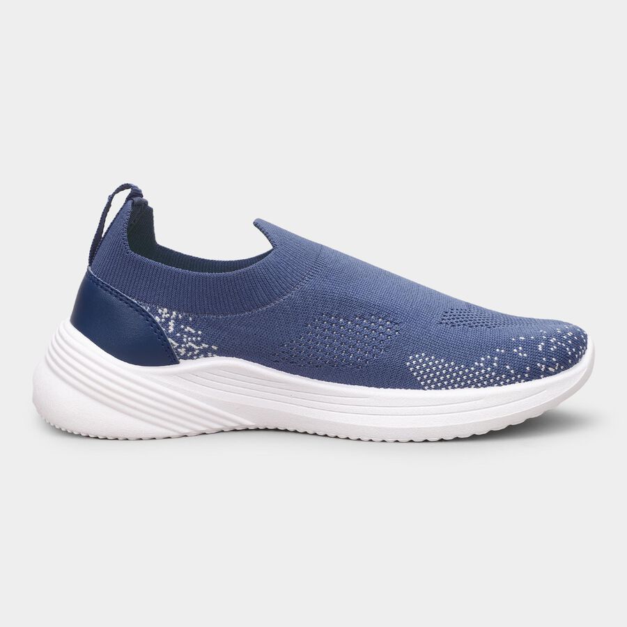 Women's Steel Blue Slip-On Casual Sneakers, Blue, large image number null
