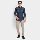 Men's 100% Cotton Casual Shirt, Dark Blue, small image number null
