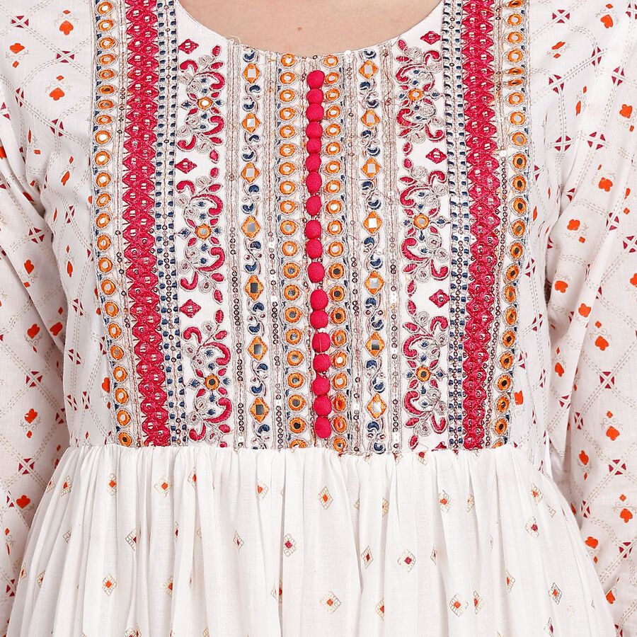 Ladies' Cotton Ethnic Set, Off White, large image number null