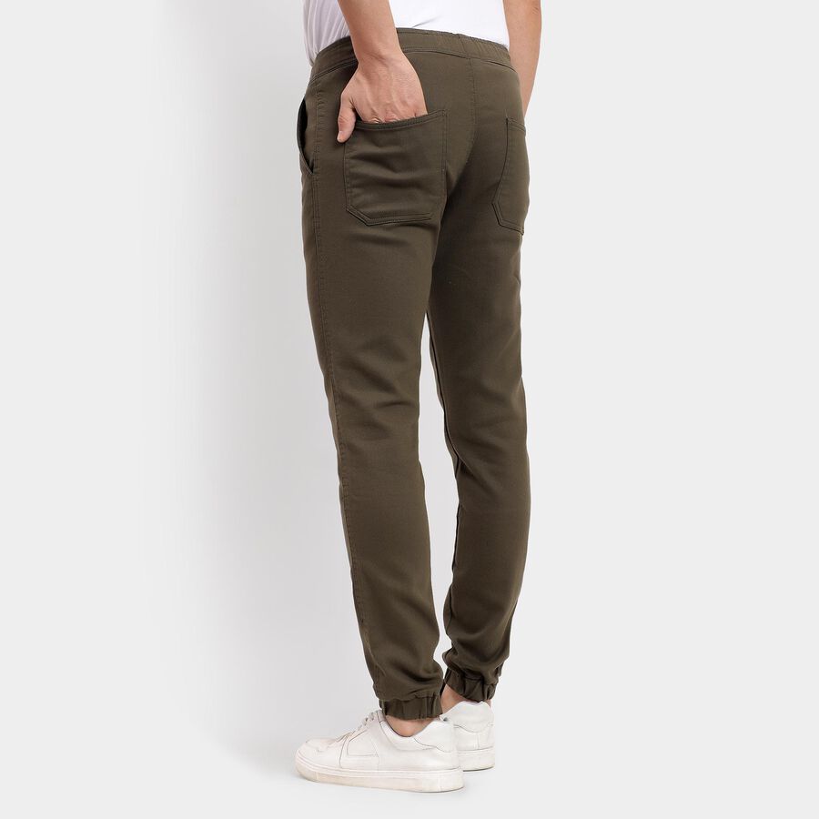 Men's Slim Fit Casual Trousers , Olive, large