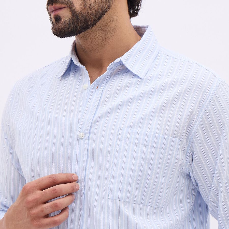 Men's Light Blue Cotton Classic Casual Shirt, हल्का नीला, large image number null