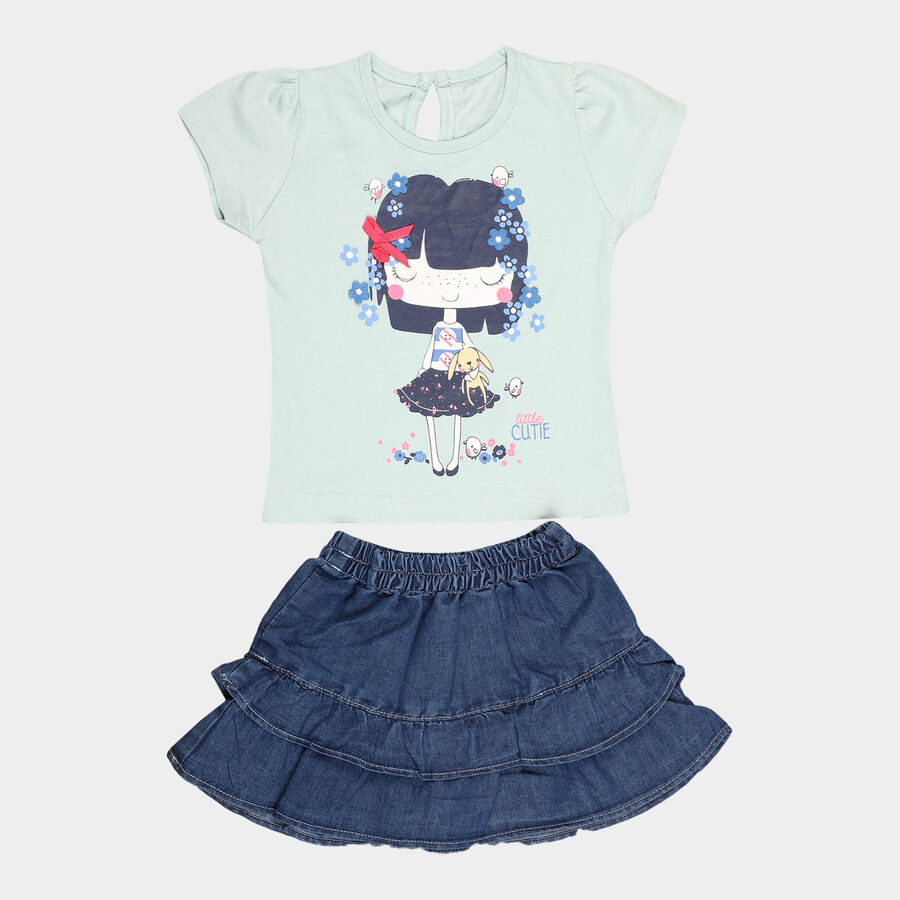 Infants Skirt Top Set, Dark Green, large image number null