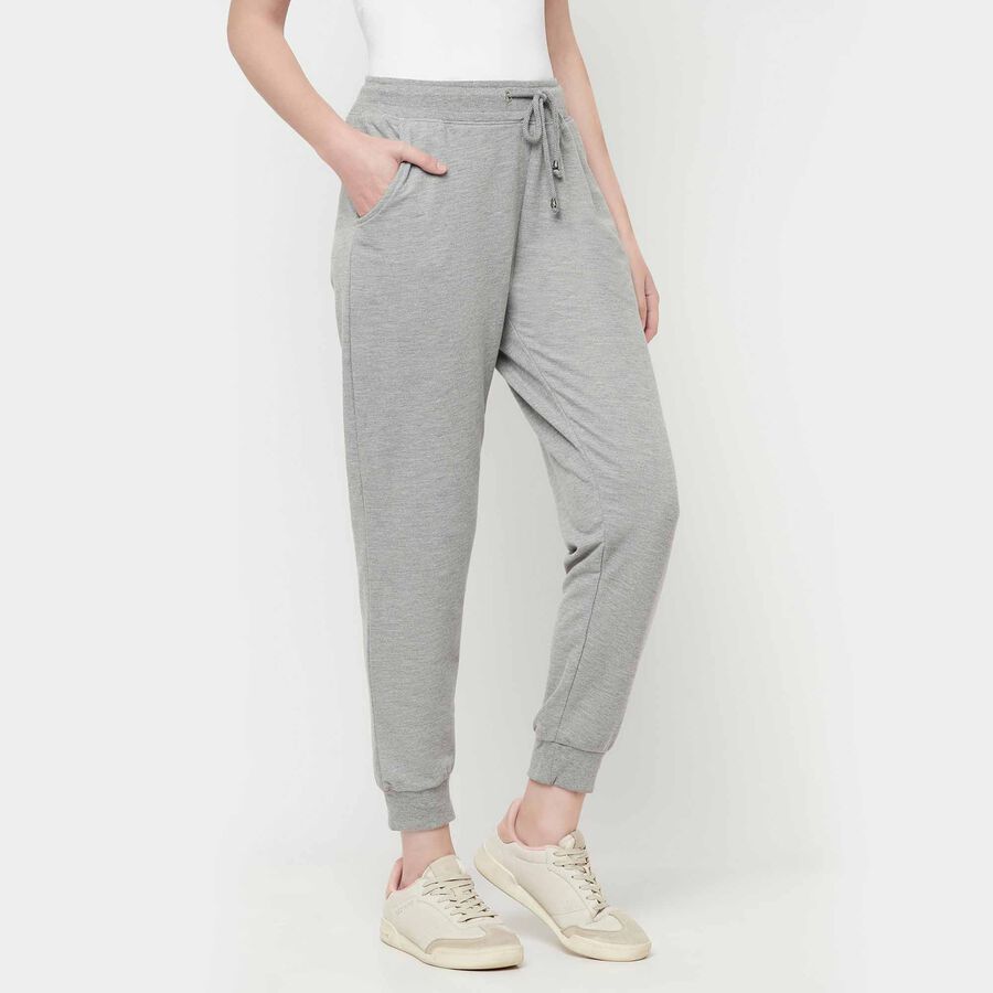 Solid Regular Joggers, Melange Light Grey, large image number null