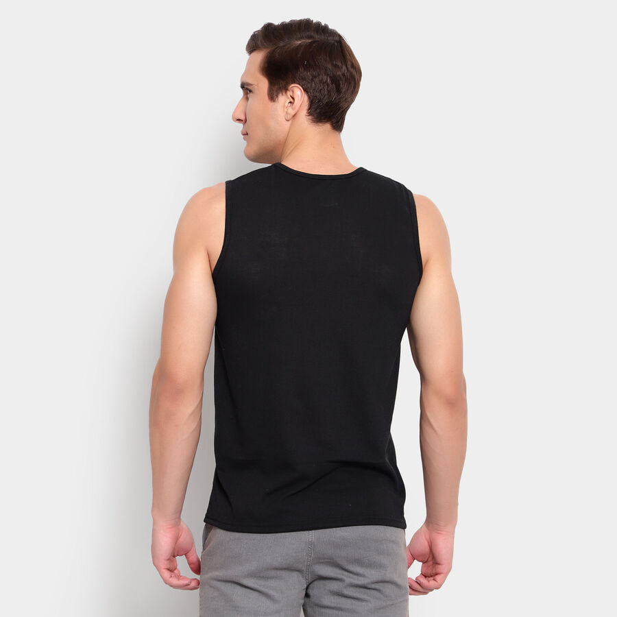Solid Sleeveless T-Shirt, Black, large image number null