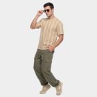 Men's Beige Round Neck Regular T-Shirt, Beige, small