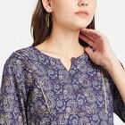 3/4Th Sleeves Straight Kurti, Navy Blue, small image number null