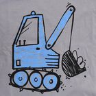 Boys Light Grey Round Neck Excavator Print Baba Suit, Light Grey, small