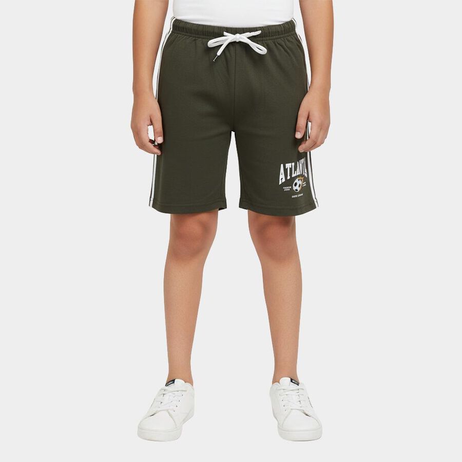 Boys' Olive Regular Fit Drawstring Bermuda Shorts, Olive, large