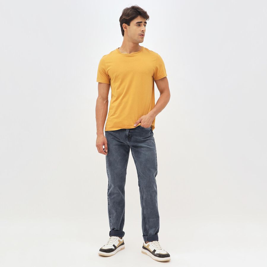 Men's Stonewashed Blue Slim Fit Jeans, Dark Blue, large image number null