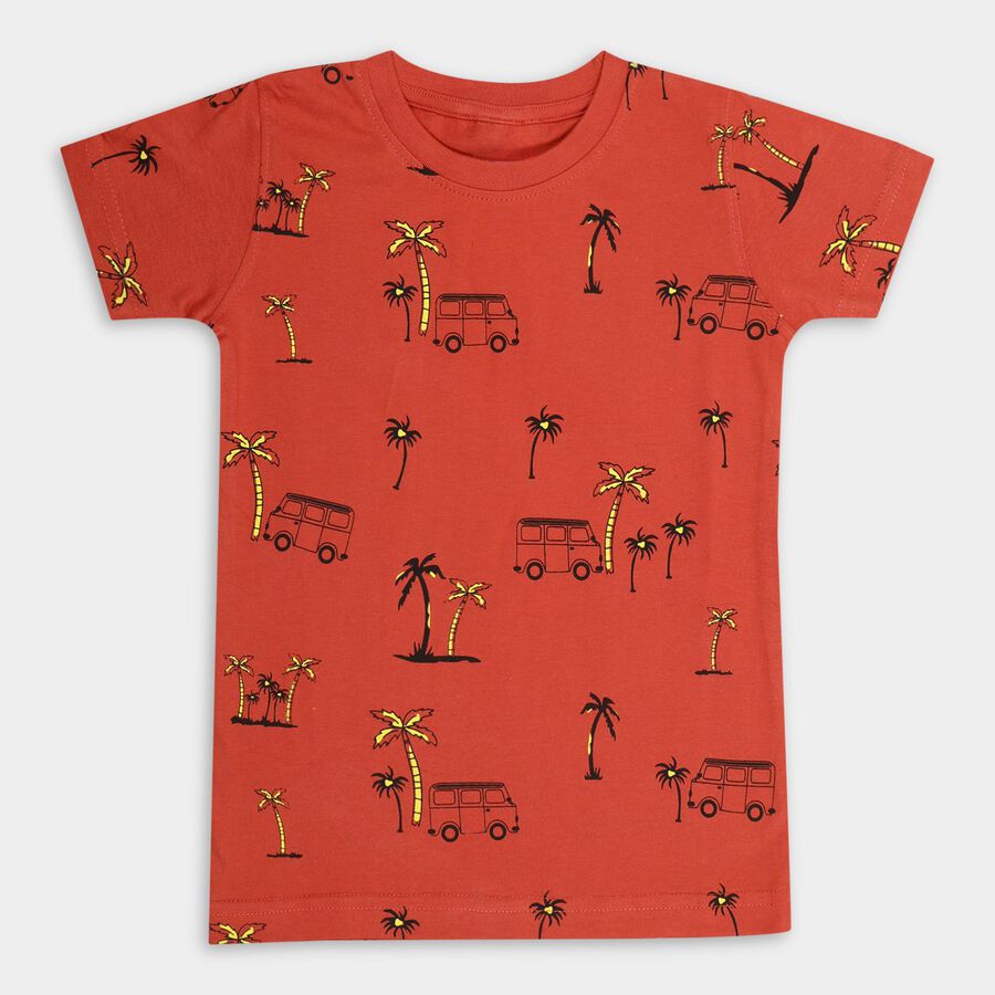 Boys' 100% Cotton Half Sleeves T-Shirt, Rust, large image number null