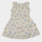 Girls' Yellow Floral Printed Sleeveless Frock, पीला, small