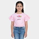 Girls Pink Round Neck Casual T-Shirt, गुलाबी, small