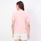 Women's Soft Rose Pink Round Neck Casual T-Shirt, Pink, small