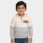 Boys Light Peach and Grey Hooded Neck Casual Sweatshirt, Peach, small image number null