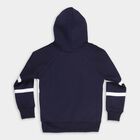 Boys Deep Midnight Navy Blue Hoodie Neck Graphic Sweatshirt, नेवी ब्लू, small image number null