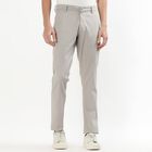 Men's Muted Silver Slim Fit Flat-Front Casual Trousers, सिल्वर, small