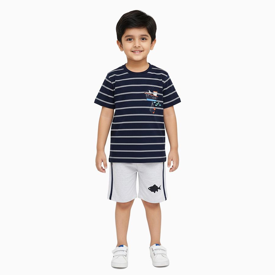 Boys' Knit Baba Suit, Navy Blue, large image number null