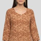 Women's Brown Solid Straight Kurta, भूरा, small
