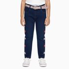 Girls' Dark Wash Embroidered Regular Fit Jeans, गहरा नीला, small image number null