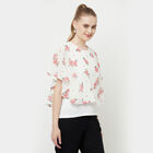 Printed Short Sleeve Top, White, small image number null
