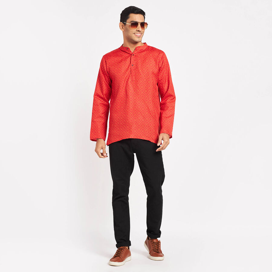 Printed Regular Kurta, Red, large image number null